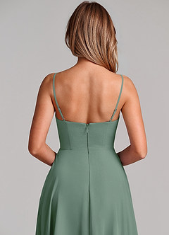 Azazie Elle Brautjungfernkleider A-Linie Plissee Chiffon Kleid Eukalyptus image2
