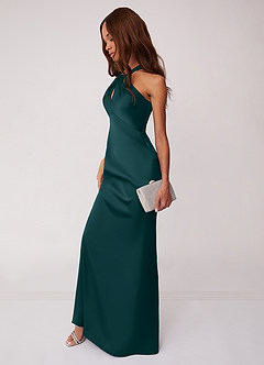 Barbie ♥ Azazie Bridesmaid Dresses Pine Sheath Stretch Satin Dress image5
