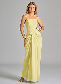 Azazie Anaïs Jurken voor bruidsmeisjes Jurk van Chiffon met Kolom Strapless Citroensorbet image3
