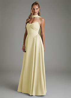 Azazie Evan Bridesmaid Dresses Lemon Sorbet A-Line Strapless Chiffon Dress image7