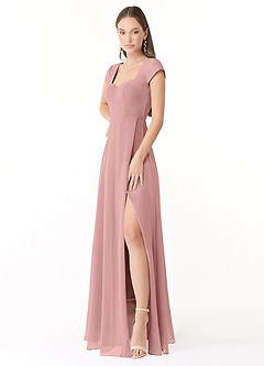 Azazie Hainsly Robes de demoiselle d'honneur Robe Trapèze en Mousseline de soie Encolure en Forme de Cœur Rose Poussiéreuse image3
