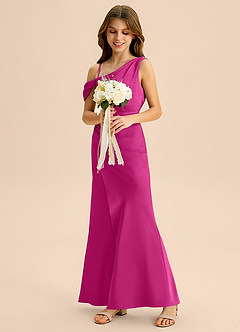 Azazie Madelyn Junior Klä av Tubklänning i Stretch Satin Av axeln image5