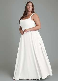 Azazie Shaude Bridesmaid Dresses White A-Line Pleated Chiffon Dress image9