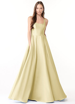 Azazie Neve Abiti da Damigella Abito Principessa in Raso Elasticizzato Con Tasche Sorbetto Al Limone image1