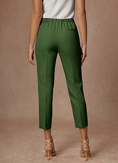 front Kennedy Olive Structured Stretch Pants Suit