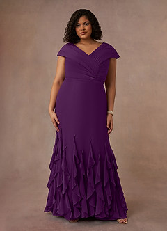 Azazie Bailora Mother of the Bride Dresses Grape Mermaid Ruched Chiffon Dress image6