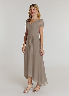 Azazie Thais Kleider für die Brautmutter A-Linie Spitze Chiffon Kleid Taupe image3