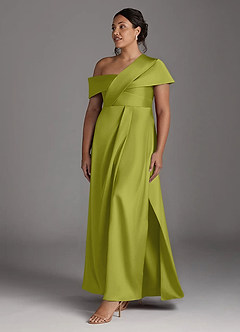 Azazie Milton Mère de la mariée Robes Robe Trapèze en Satin extensible Plissée Citronnelle image11