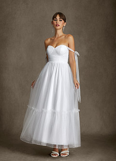 Azazie Angelica Wedding Dresses Diamond White A-Line Sweetheart Neckline Tulle Dress image2