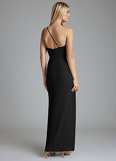 Azazie Sianni Final Sale Black Sheath One Shoulder Chiffon Dress image2