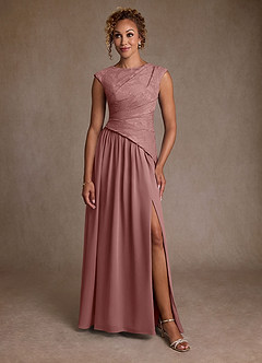 Azazie Kalleen Mère de la mariée Robes Robe Trapèze en Mousseline de soie Plissée Rose Poussiéreuse image5