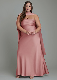 Azazie Saylor Brudtärnklänningar Klänning av Sjöjungfru i Stretch Satin Axelbandslös Dammig Ros image15