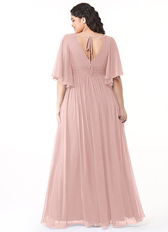 Azazie Temeka Robes de demoiselle d'honneur Robe Trapèze en Mousseline de soie Rayé Rose Poudré image2