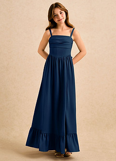 Azazie Maisie Girls Formal Flower Girl Klänningar Klä A-Line i Stretch Satin Rynkad image4