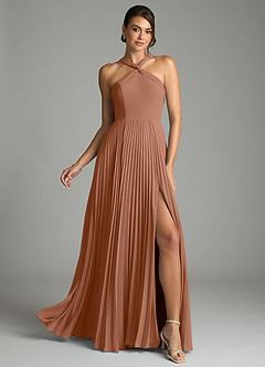 Azazie Afra Bridesmaid Dresses Bronzer A-Line Pleated Chiffon Dress image1