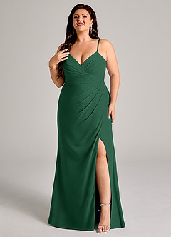 Azazie Maci Bridesmaid Dresses Dark Green Sheath Pleated Chiffon Dress image8