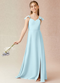 Azazie Everett Junior Cloud Blue A-Line Chiffon Dress image2