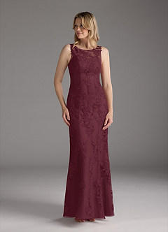 Azazie Whilhelmina Mother of the Bride Dresses Cabernet Mermaid Lace Chiffon Dress image5
