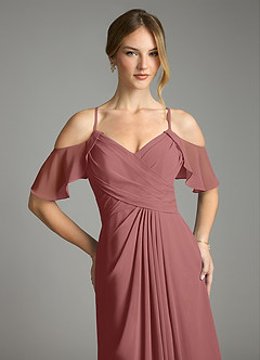 Azazie Dakota Bridesmaid Dresses Amethyst A-Line V-Neck Pleated Chiffon Dress image7