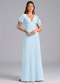 Azazie Pheby Bridesmaid Dresses Sky Blue A-Line Pleated Chiffon Dress image3