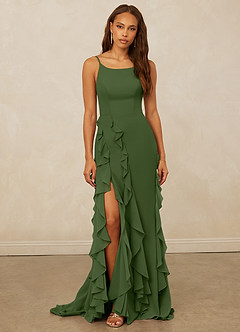 Christian Siriano Bridal for Azazie 1006 Bridesmaid Dresses Olive Mermaid Ruched Chiffon Dress image3