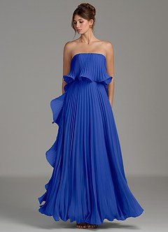 Azazie Alexia Bridesmaid Dresses Royal Blue A-Line Ruched Chiffon Dress image6