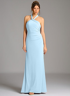 Azazie Valentina Bridesmaid Dresses Sky Blue Mermaid Pleated Premium Stretch Jersey Dress image6