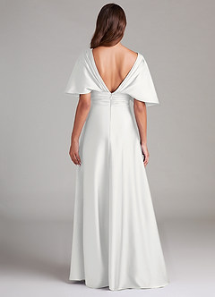 Azazie Pamela Robes de demoiselle d'honneur Robe Trapèze en Satin extensible Plissée Blanc image2