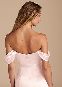 Azazie Amyra Brautjungfernkleider Wandelbar Meerjungfrau-Linie Herzausschnitt Metallischer Satin Kleid Zartrosa image3
