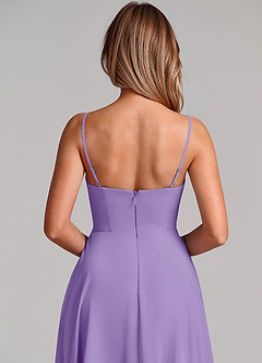 Azazie Elle Brudepigekjoler En streg Plisseret Chiffon Gulv-længde Kjole image2