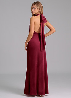 Azazie Velli Bridesmaid Dresses Burgundy Mermaid High Neck Velvet Dress image6