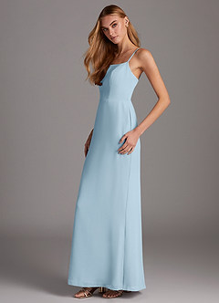 Azazie Tayla Bridesmaid Dresses Sky Blue Sheath Square Neckline Chiffon Dress image3