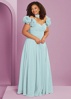 Barbie ♥ Azazie Bridesmaid Dresses Mist A-Line Off the Shoulder Chiffon Convertible Dress image3