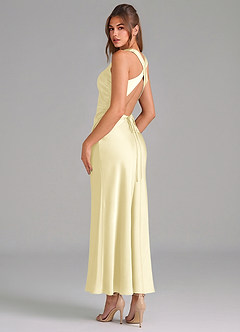 Azazie Evadne Brudtärnklänningar Klä av Tubklänning i Stretch Satin Plisserad Citronsorbet image2