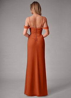 Azazie Haisley Vestidos de damas de honor Vestido de Naranja Quemada de Gasa de Corte Recto Convertible con Vestidos sin tirantes image7