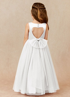 Azazie Muni Flower Girl Dresses White A-Line Bow Tulle Dress image1