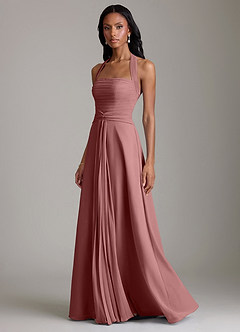 Azazie Clarisa Bridesmaid Dresses Desert Rose A-Line Pleated Chiffon Dress image6