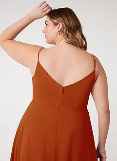 Azazie Daenerys Bridesmaid Dresses Paprika A-Line Cowl Chiffon Dress image12
