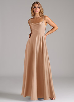 Azazie Elle Bridesmaid Dresses English Rose A-Line Pleated Stretch Satin Dress image5