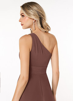 Azazie Dallas Jurken voor bruidsmeisjes Jurk van Chiffon met A-Lijn One-Shoulder Espresso image5