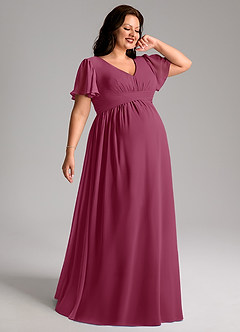 Azazie Verna Maternity Bridesmaid Dresses A-Line V-Neck Ruched Chiffon Floor-Length Dress image7