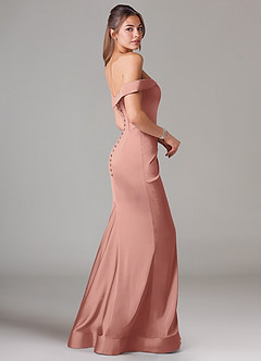 Azazie Everly Jurken voor bruidsmeisjes Converteerbaar Jurk van Stretch Satijn met Zeemeermin Off the Shoulder Rozet image4