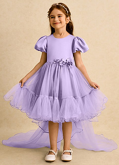 Azazie Cocoa vestidos de niña de las flores Vestido de Lila de Tul de Princesa con Plisado image3