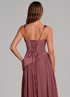 Azazie Stephanie Bridesmaid Dresses Amethyst A-Line Pleated Stretch Satin Dress image2