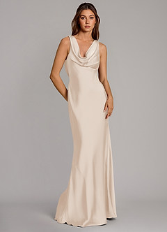 Azazie Cheryl Bridesmaid Dresses White Alabaster Mermaid Stretch Satin Dress image5