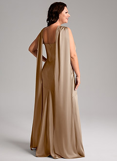 Azazie Kinsley Brautjungfernkleider Meerjungfrau-Linie Seitliche Cut-Outs Stretch-Satin Kleid Taupe image9