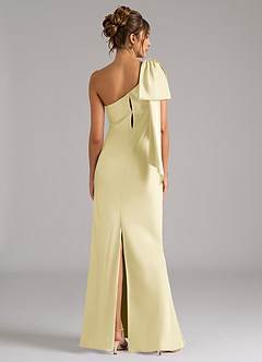 Azazie Capri Brudtärnklänningar Klä av Sjöjungfru i Stretch Satin Ena axeln Citronsorbet image2