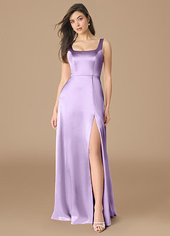 Azazie Joyce Brautjungfernkleider A-Linie Seitliche Cut-Outs Metallischer Satin Kleid Flieder image1