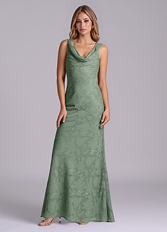Azazie Rylina Final Sale Matcha Mermaid Floral Burnout Dress image5