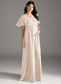 Azazie Verna Brautjungfernkleider für Schwangere A-Linie Gestreift Stretch-Satin Bodenlänge Kleid image5